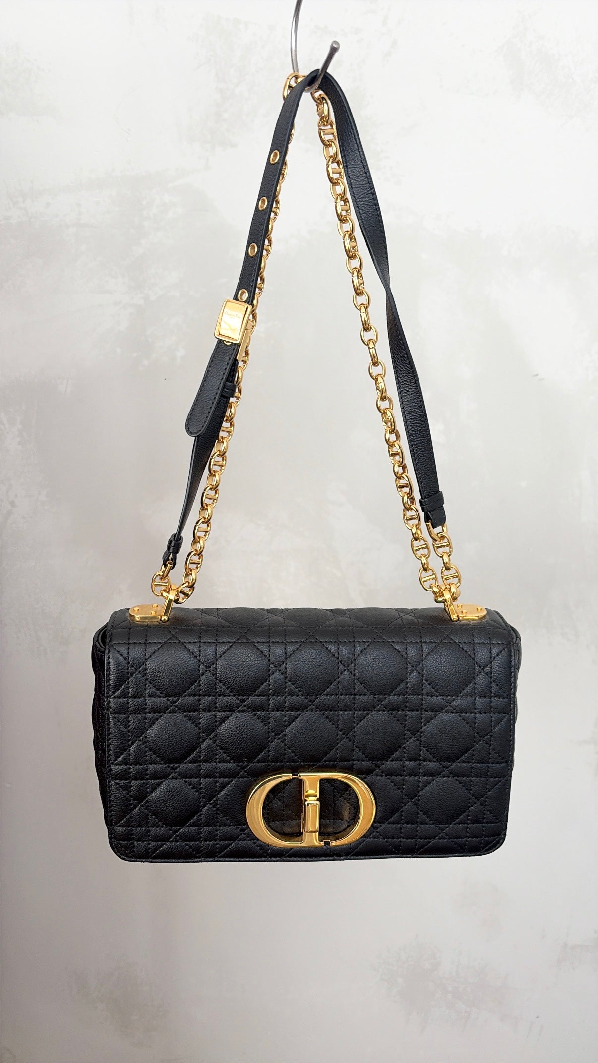 Dior Black Leather Medium Caro Bag