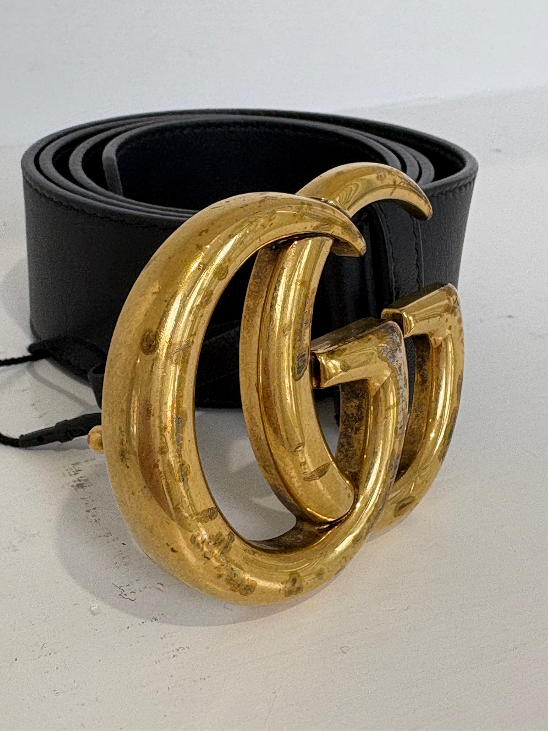 Gucci Black Leather Marmont Belt, 80