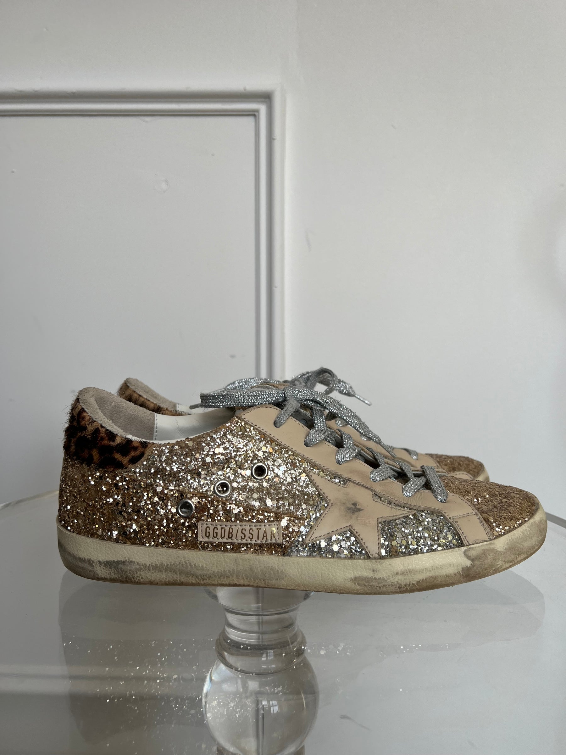 Golden Goose Super Star Glinter Sneakers Leopard Detail, 41