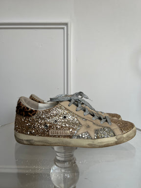 Golden Goose Super Star Glinter Sneakers Leopard Detail, 41