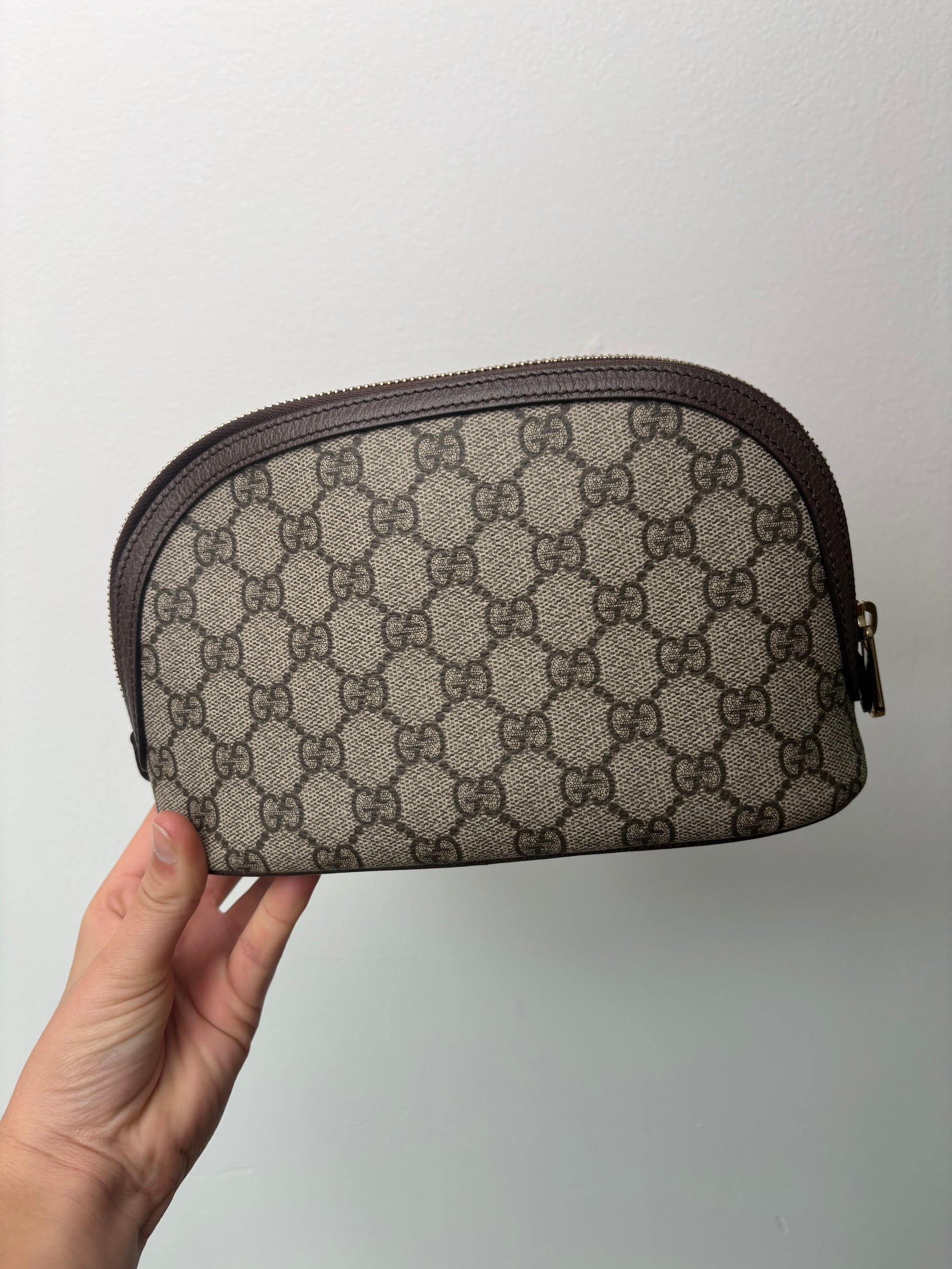 Gucci Ophidia Leather Trimmed Coated Canvas Cosmetic Case
