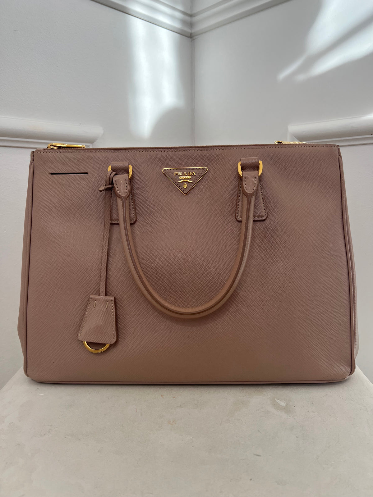 Prada Beige Saffiano Leather Galleria Tote