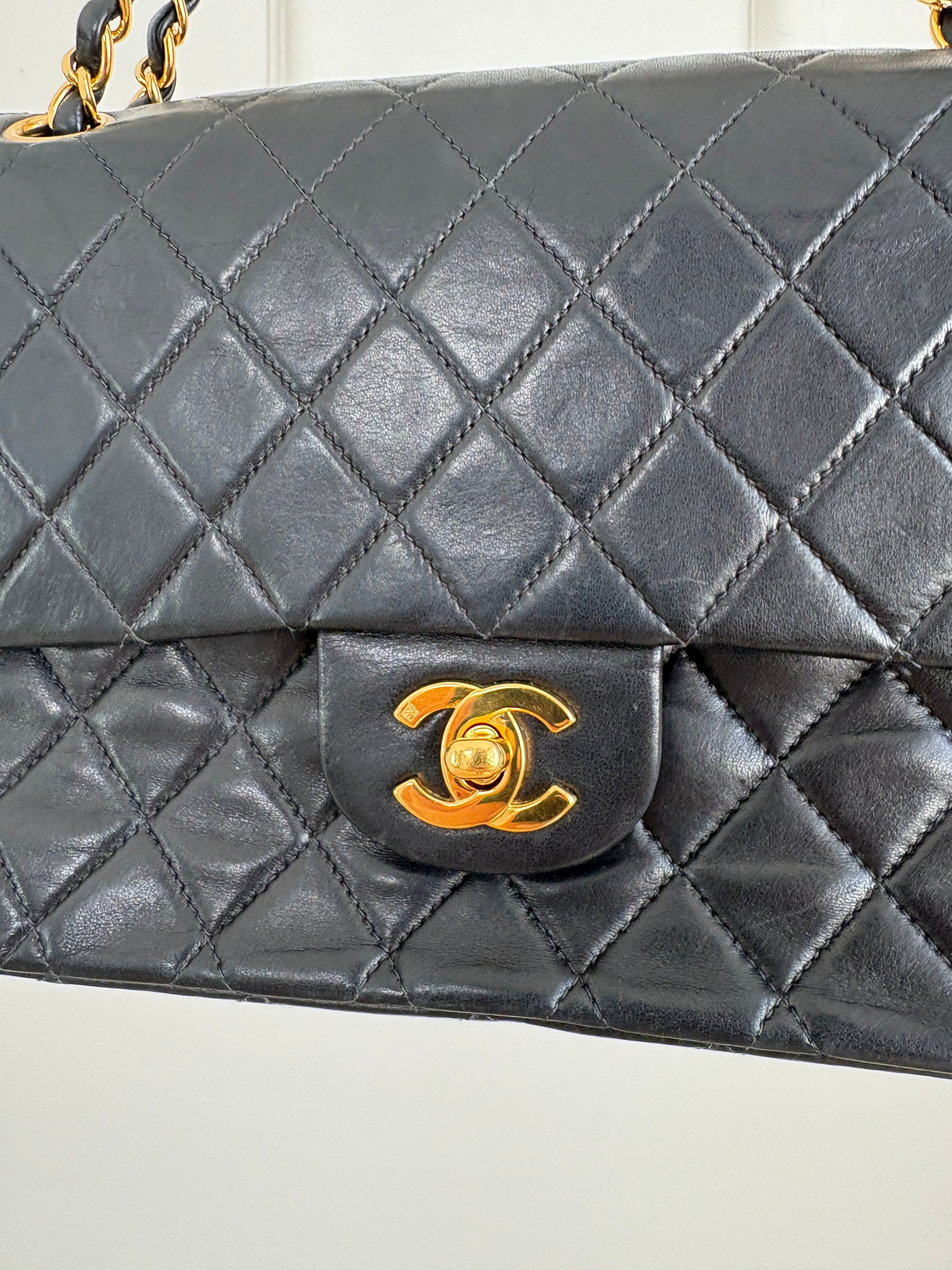 Chanel Black Lambskin Leather Medium Classic Flap Bag