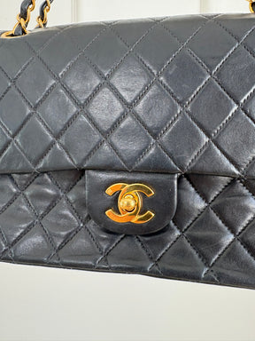 Chanel Black Lambskin Leather Medium Classic Flap Bag