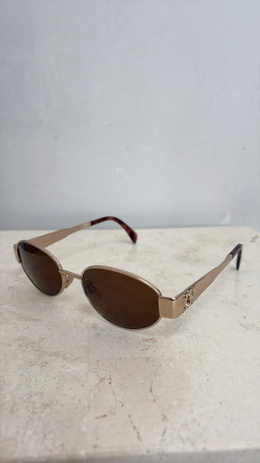 Céline Gold Oval Triomphe Sunglasses