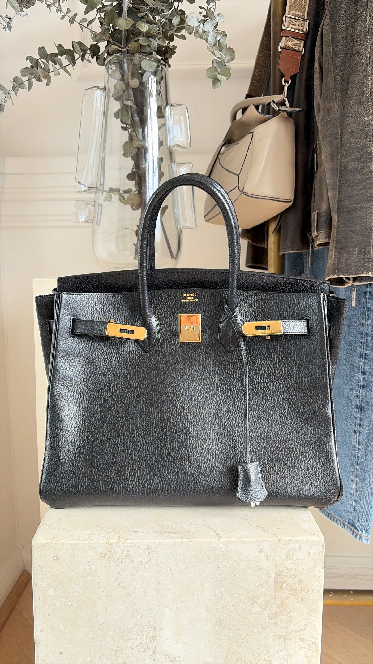 Hermès Birkin 35 in Black Ardennes Leather with Gold Hardware