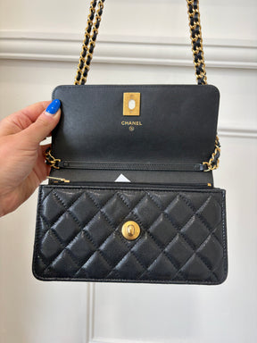 Chanel Black Caviar Leather Wallet on Chain