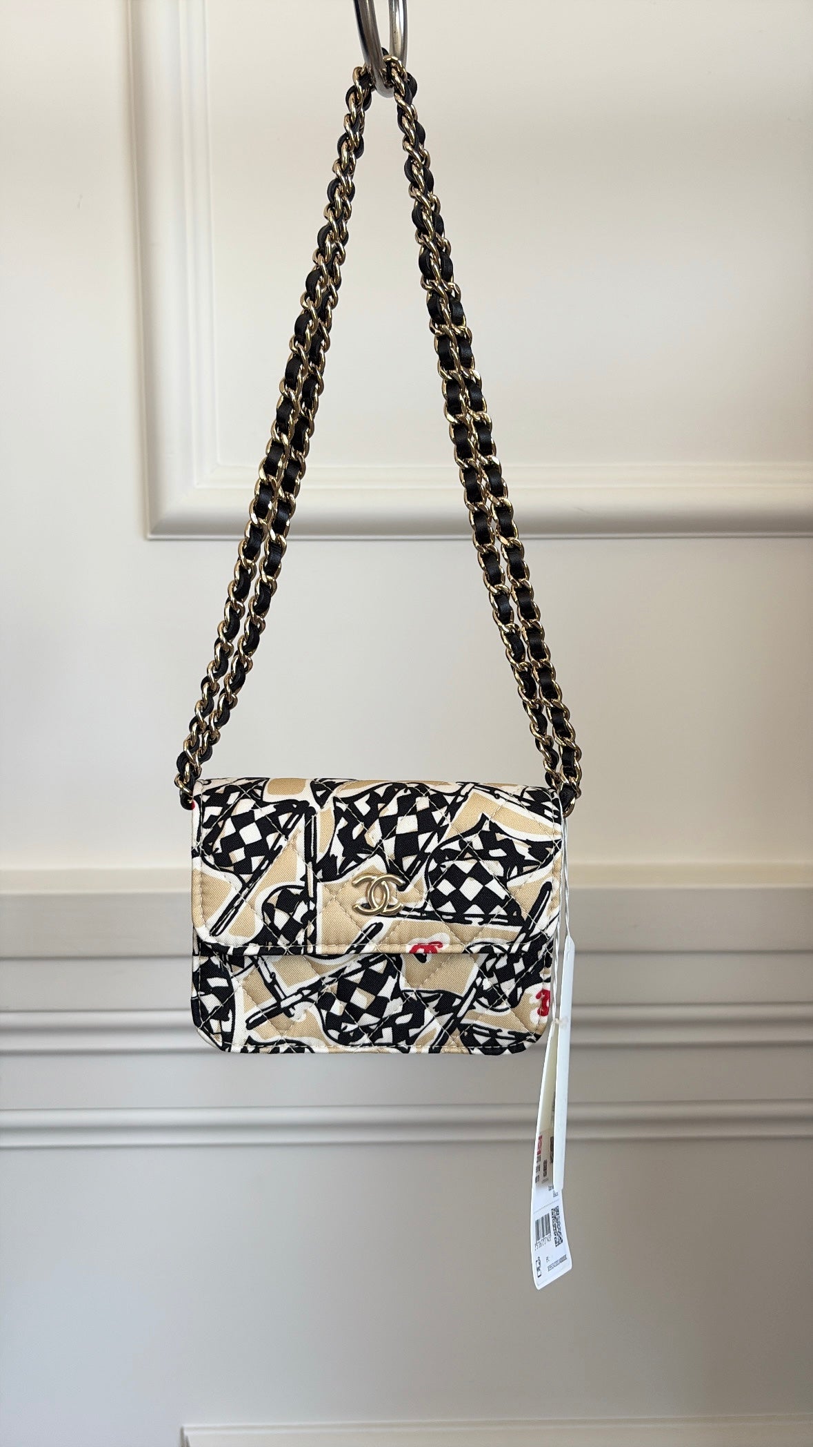 Chanel Black White and Beige Flag Print Mini Bag