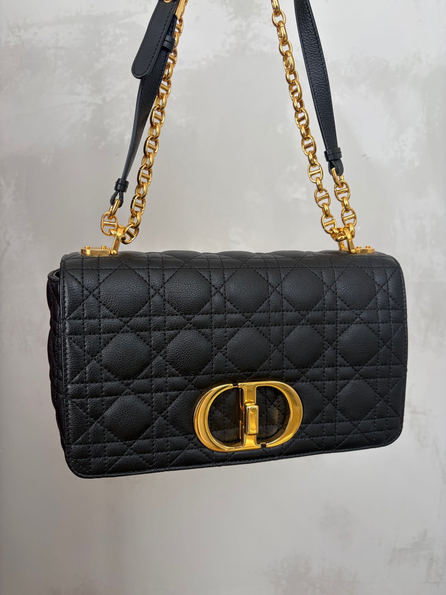 Dior Black Leather Medium Caro Bag