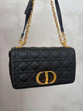 Dior Black Leather Medium Caro Bag