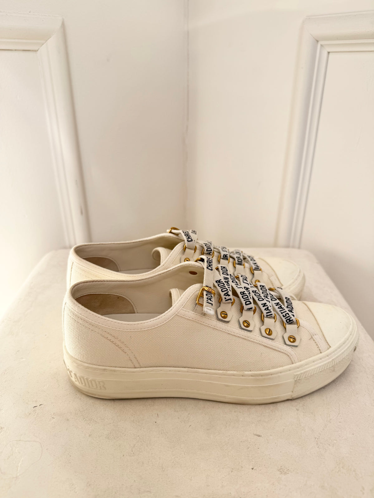 Dior White Canvas J'adior Sneakers, 36