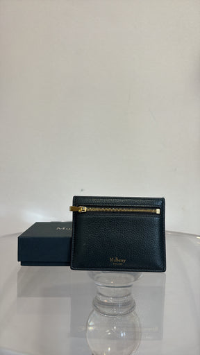 Mulberry Green Leather Zipped Card Holder
