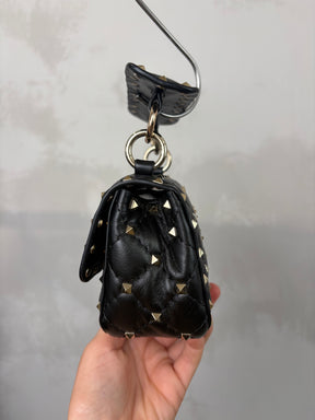 Valentino Garavani Black Leather Mini Rockstud Spike Shoulder Bag