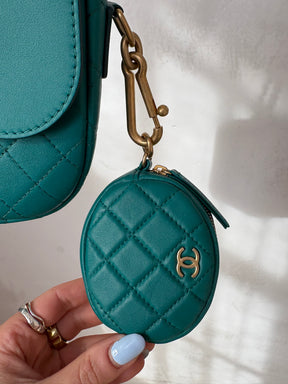 Chanel Multi Pouching Flap Bag With Coin Purse Green