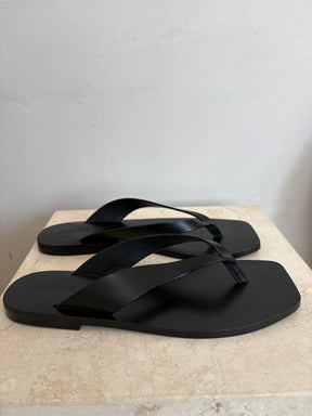 A.EMERY Black Leather Thongs, 38