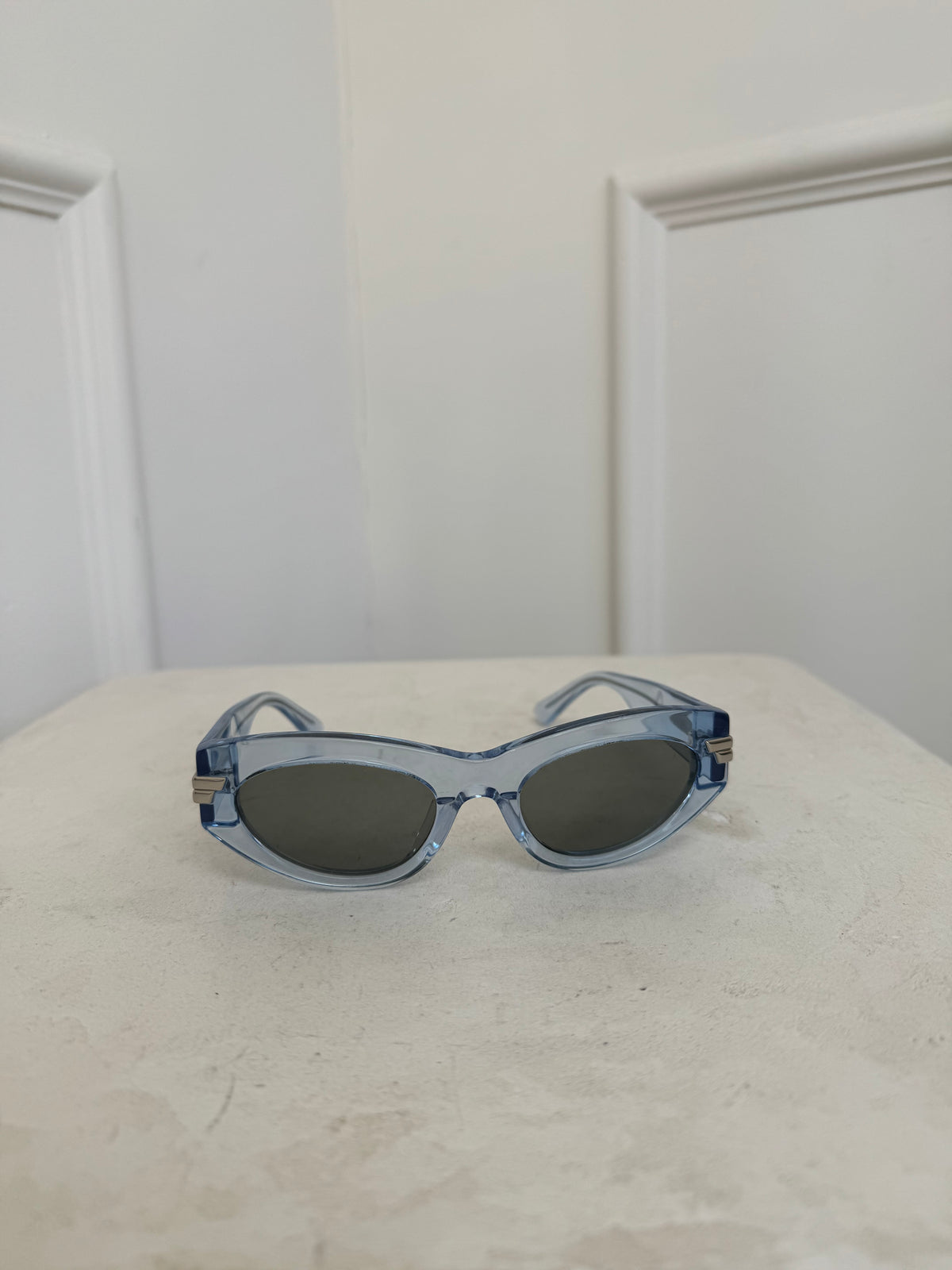 Bottega Veneta Blue Acetate Oval Sunglasses