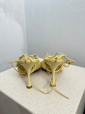 Bottega Veneta Butter Strappy Lace Up Heels, 37.5