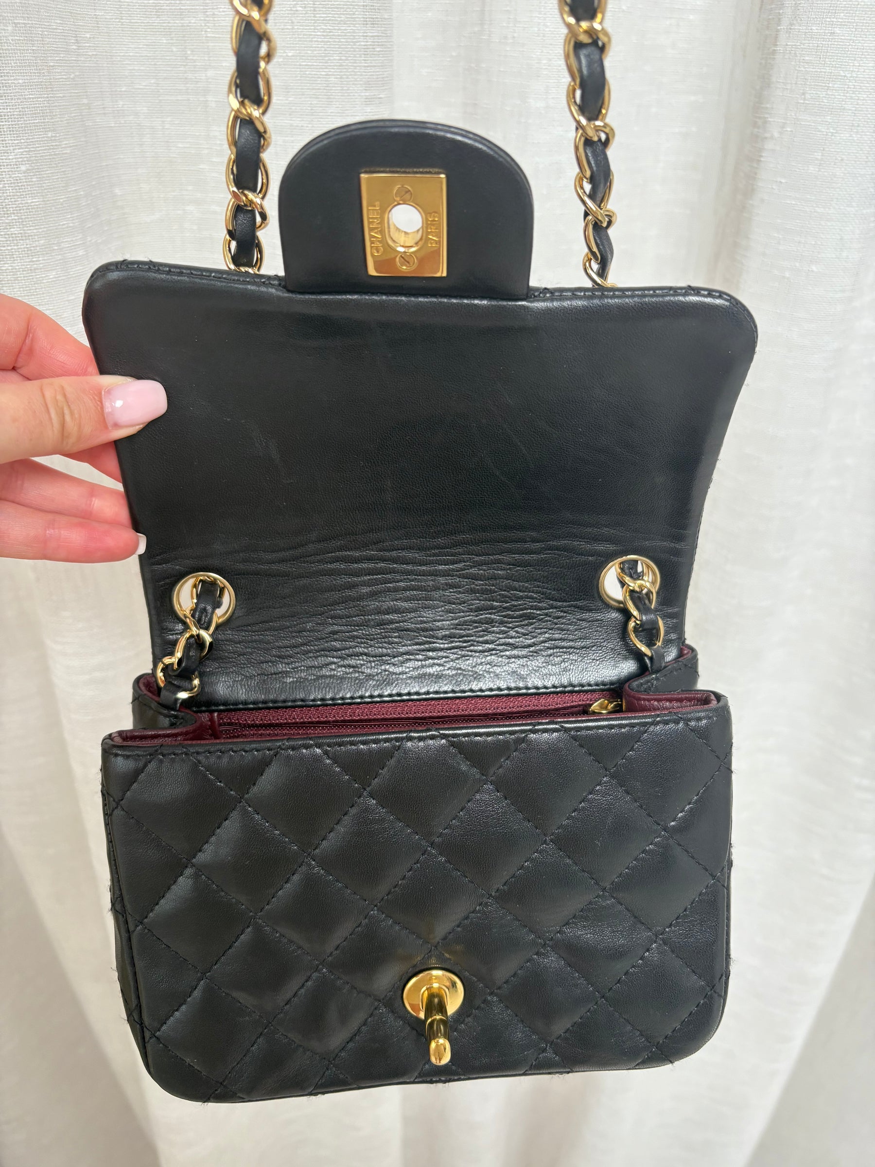 Chanel Mini Flap Bag Black With Gold Plated Hardware