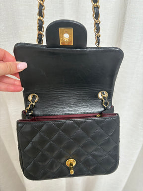 Chanel Mini Flap Bag Black With Gold Plated Hardware