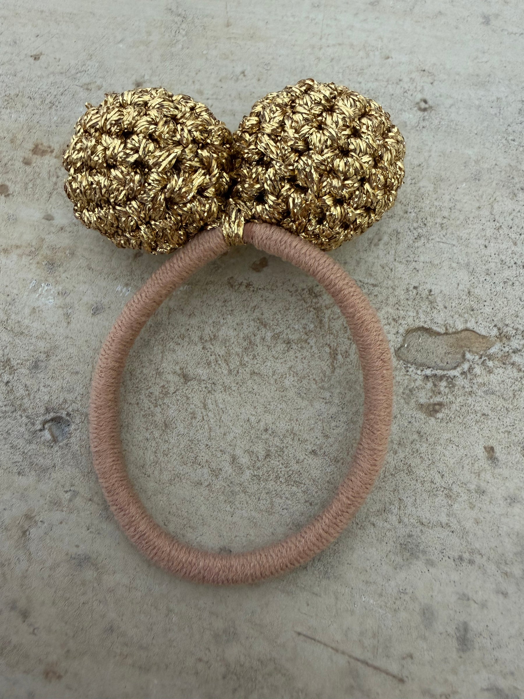 Lucy Folk Gold Crochet Bauble Hair Tie