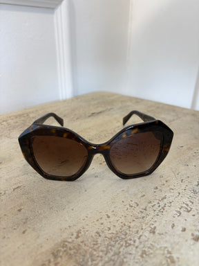 Prada Tortoiseshell Hexagonal Oversized Sunglasses