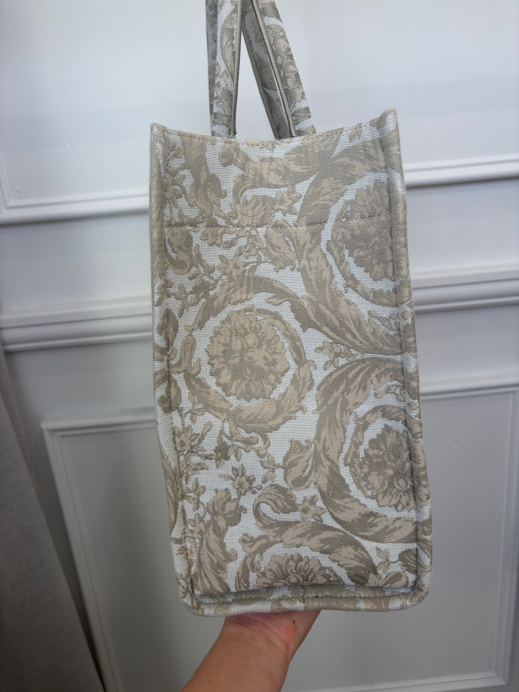 Versace Beige and Cream Jacquard Tote