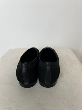 Chanel Black Fabric And Patent Ballet Flats, 38C