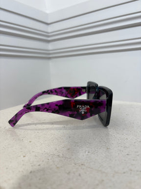 Prada Blue, Black and Purple Tortoiseshell Oversized Square Sunglasses