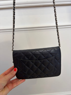 Chanel Navy Caviar Leather Wallet on Chain