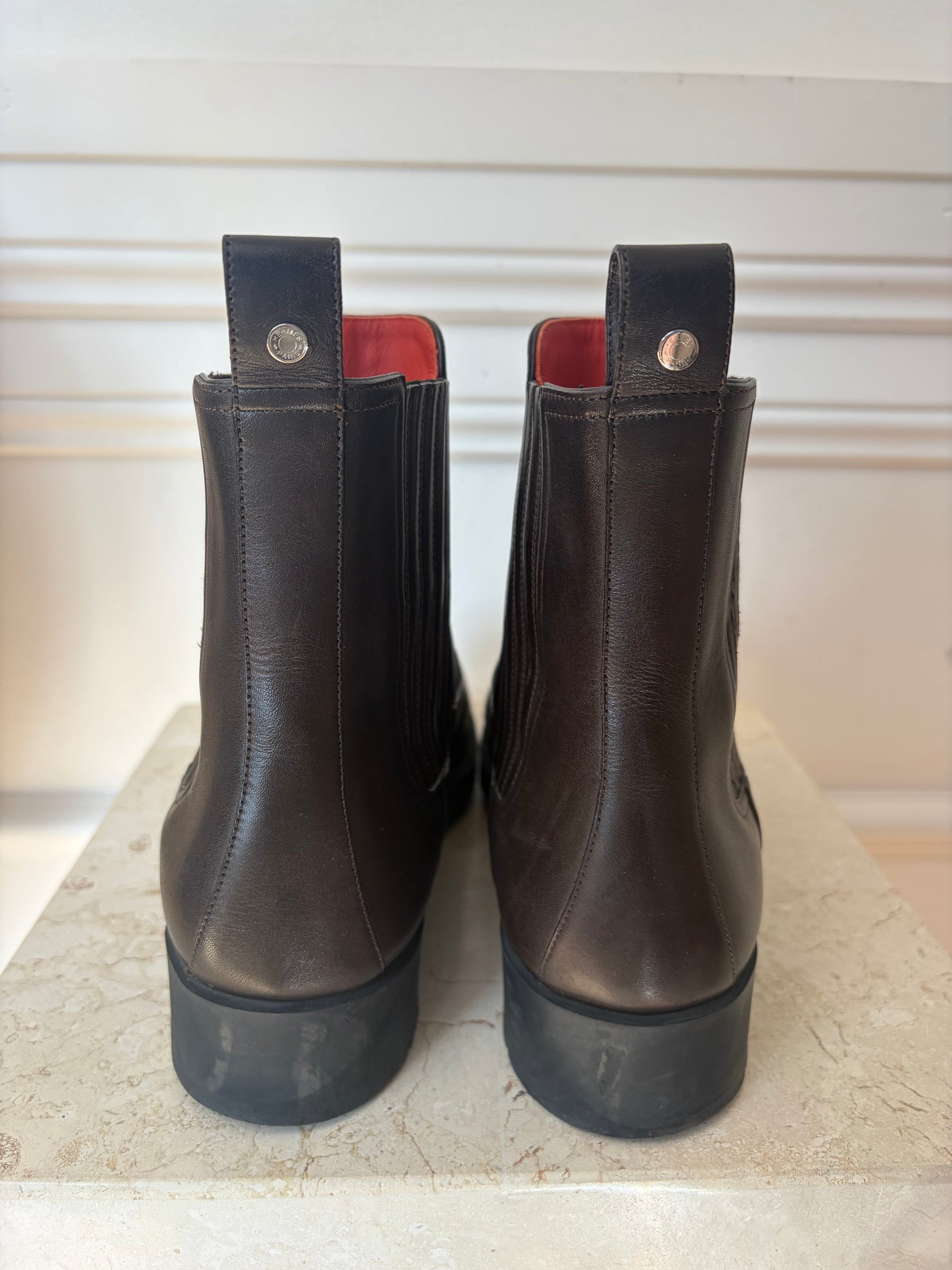 Hermès Brown Leather 'Kross Training' Boots, 39