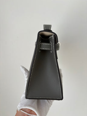 Hermès Kelly Pochette in Gris Meyer Swift Leather with Craie Interior