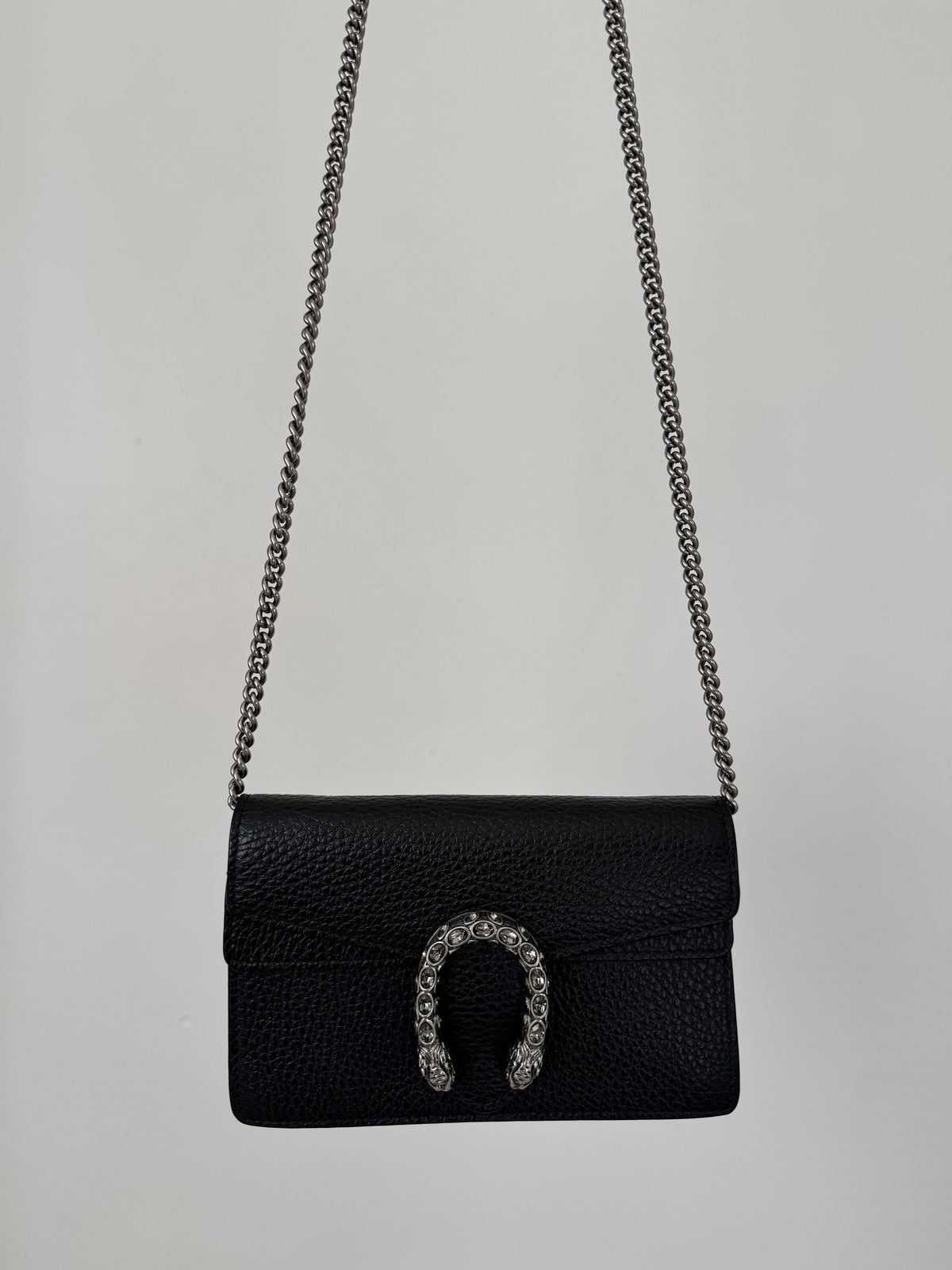 Gucci Black Leather Super Mini Dionysus Bag