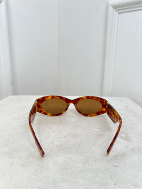 Miu Miu Tortoiseshell Oval Logo Arm Sunglasses