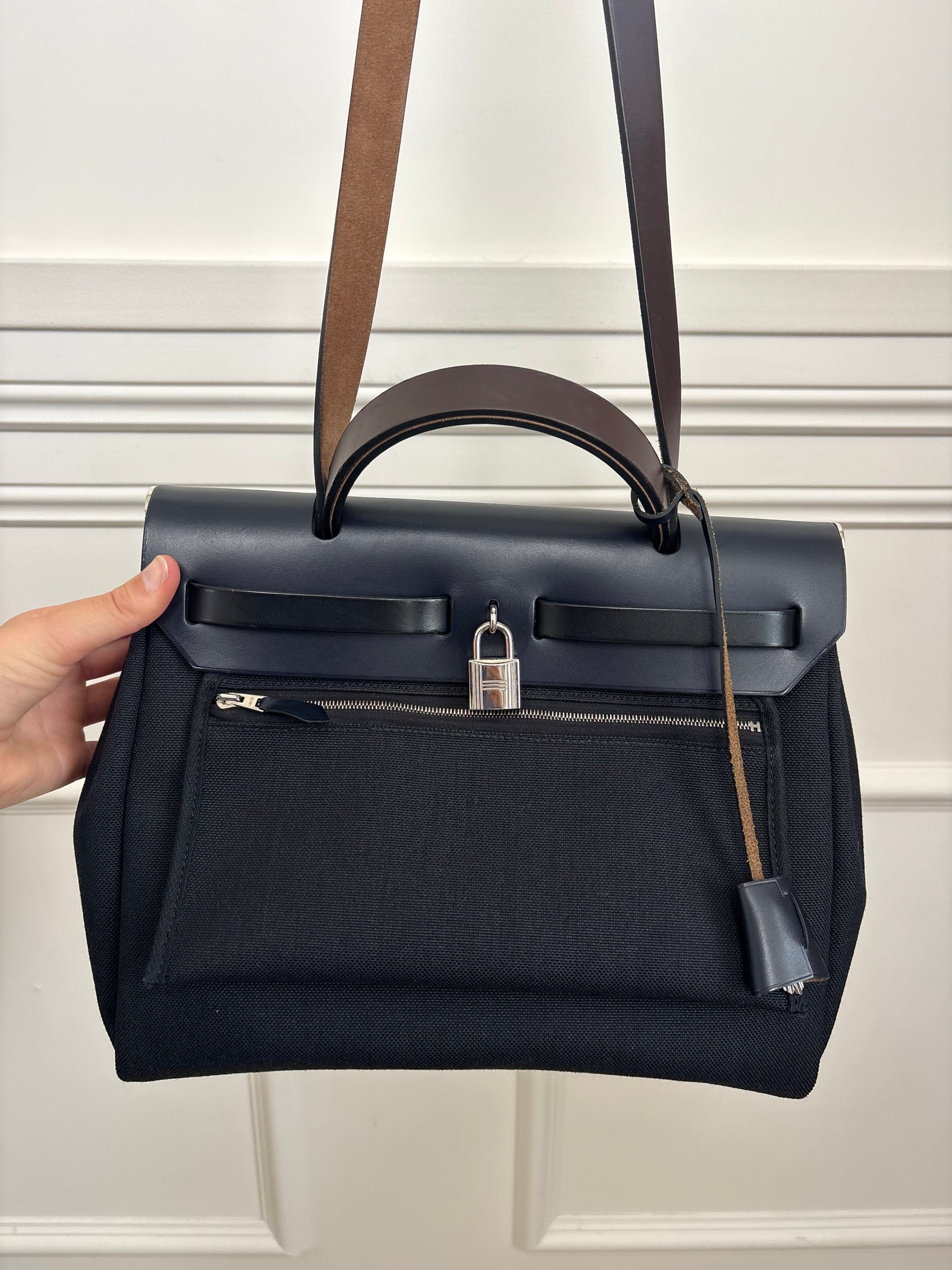 Hermès Herbag 31 Black Navy And Brown