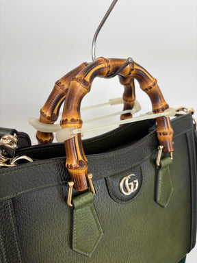 Gucci Ombre Green Leather Small Diana Tote