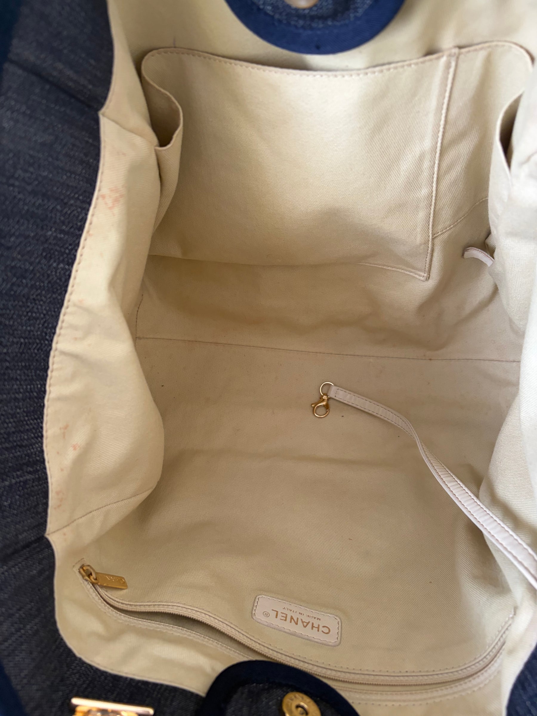 Chanel Navy Canvas Deauville Tote