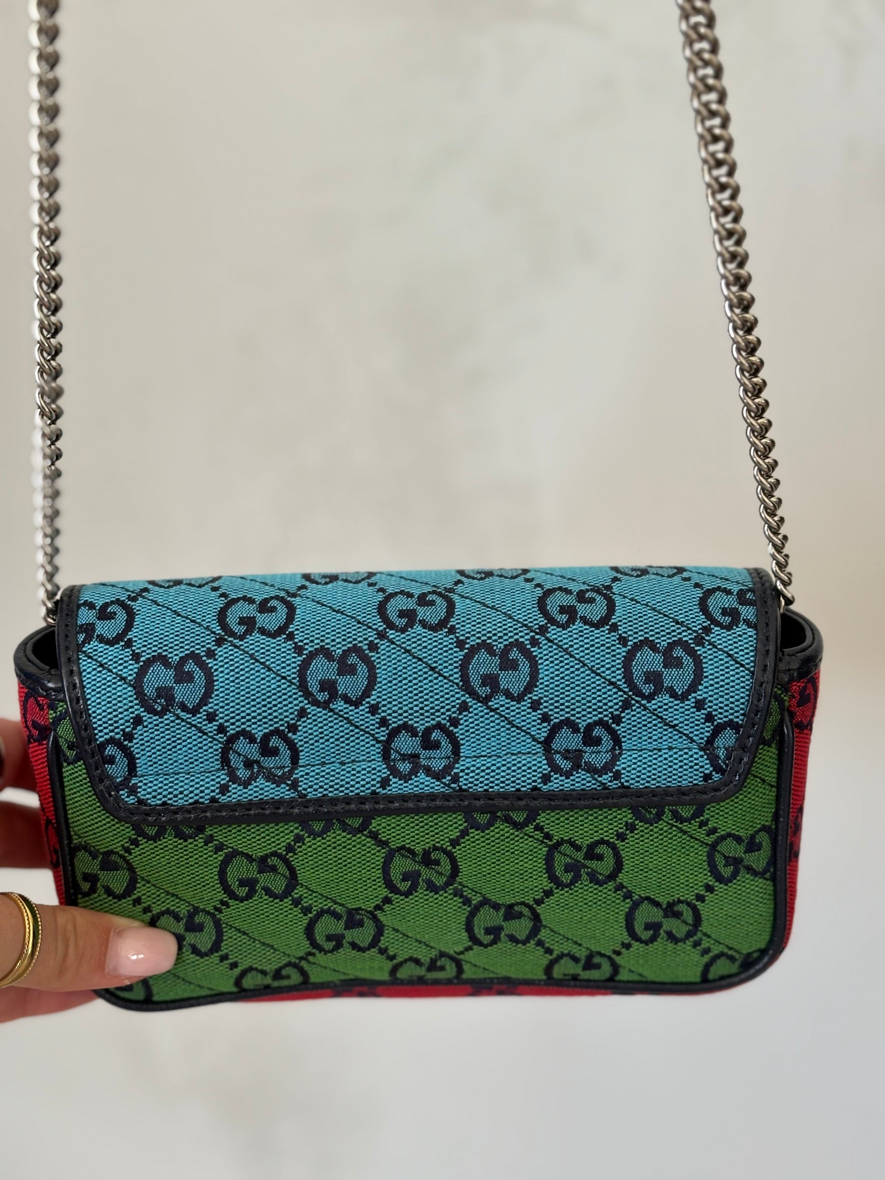 Gucci Multi Canvas Monogram Super Mini Marmont Bag