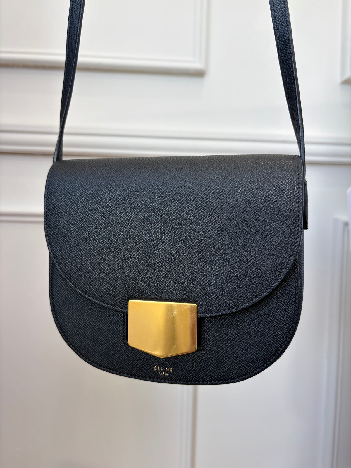 Celine Black Leather Mini Trotteur Crossbody Bag