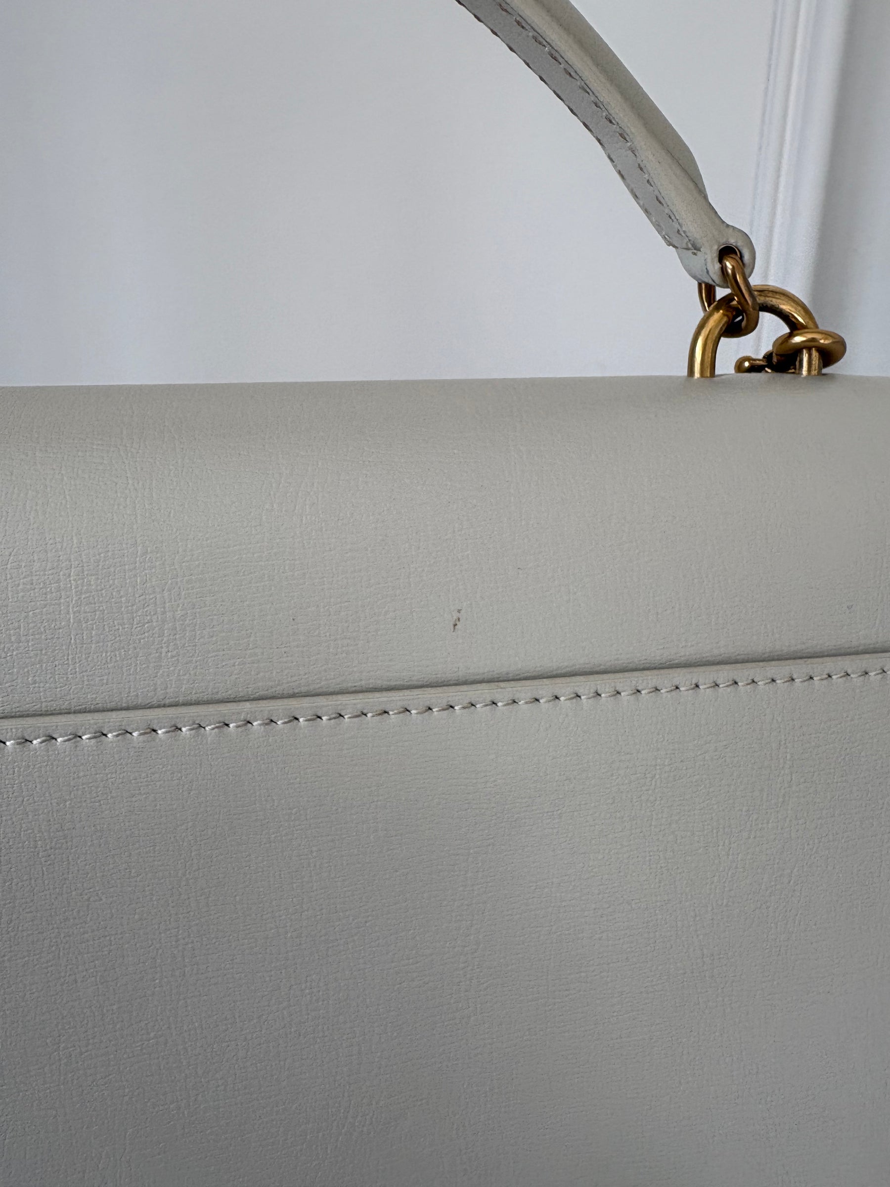 Saint Laurent Ecru Leather Large Sunset Bag