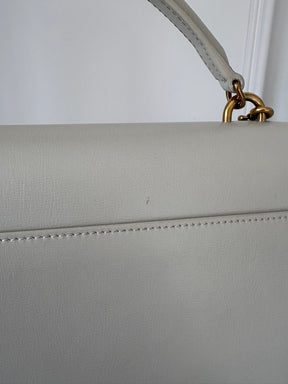 Saint Laurent Ecru Leather Large Sunset Bag