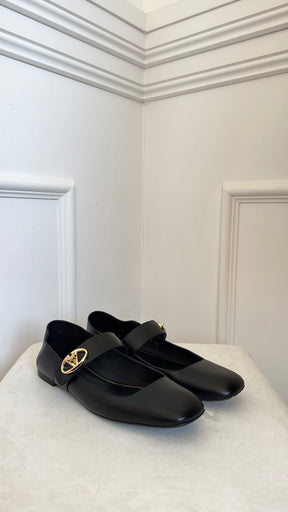 Valentino Black VLogo Locker Mary-Jane Ballerina Flats, 39