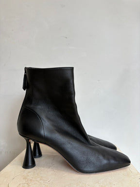 Aquazzura Black Leather  Boots With Heal, 40.5