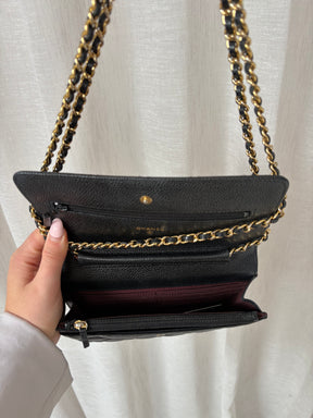 Chanel Wallet On A Chain Gold Harware In Black Caviar