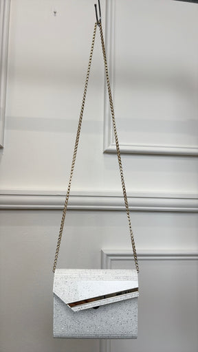 Jimmy Choo Candy Acrylic Clutch White Speckled Glitter
