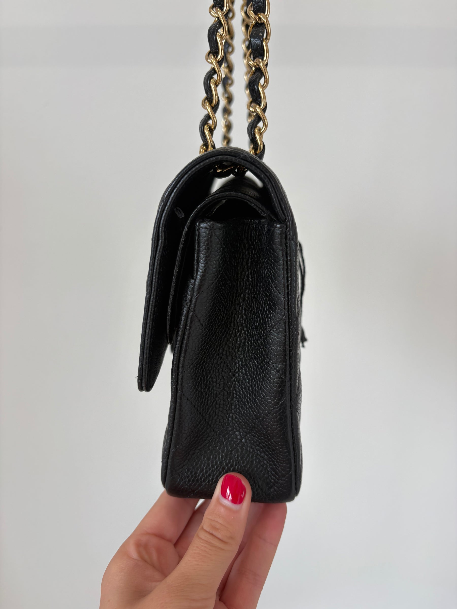Chanel Black Caviar Leather Medium Classic Flap
