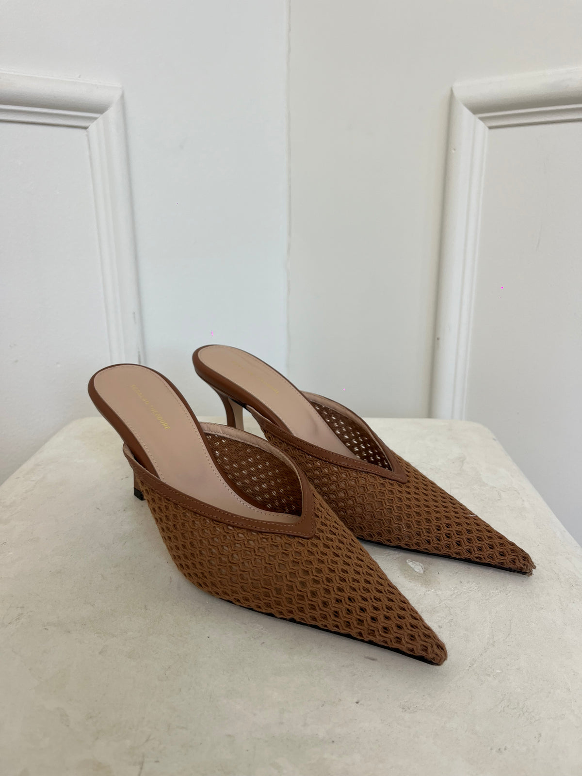 Scanlan Theodore Tan Woven Pointed Mules, 38