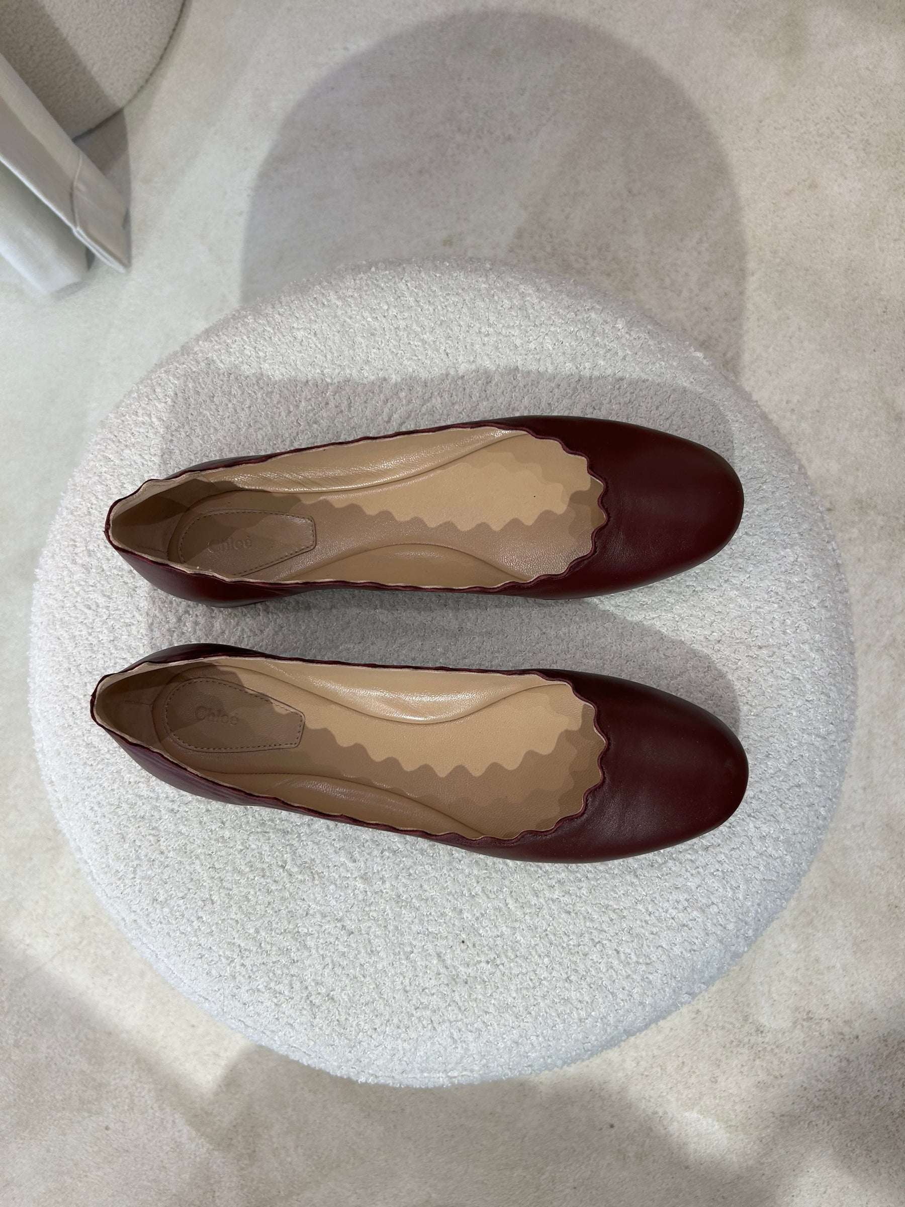 Chloé Burgundy Ballerina Flats, 40.5