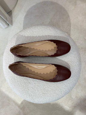 Chloé Burgundy Ballerina Flats, 40.5