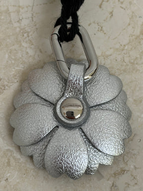 Miu Miu Silver Leather Flower Micro Trick Charm