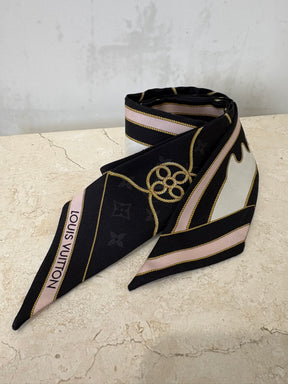 Louis Vuitton Silk Multi Colour Bandeau Pink Black